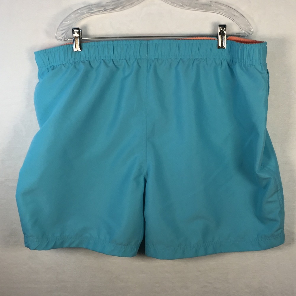 O'Rageous Mens 2XL Swim‎ Trunks Shorts Blue Coral Lined Elastic Waist Fish Swim